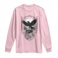 Gothic Raven On Skull With Full Moon Long Sleeve Shirt - Wonder Print Shop