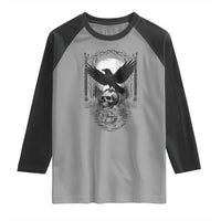Gothic Raven On Skull With Full Moon Raglan Shirt - Wonder Print Shop