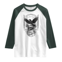 Gothic Raven On Skull With Full Moon Raglan Shirt - Wonder Print Shop