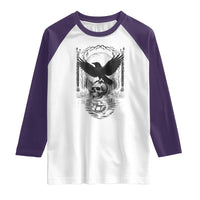 Gothic Raven On Skull With Full Moon Raglan Shirt - Wonder Print Shop