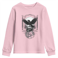 Gothic Raven On Skull With Full Moon Youth Sweatshirt - Wonder Print Shop