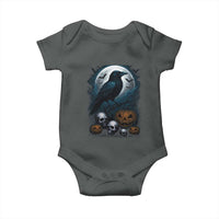 Halloween Gothic Raven Baby Onesie Full Moon Horror Art - Wonder Print Shop