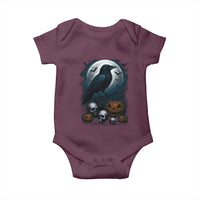 Halloween Gothic Raven Baby Onesie Full Moon Horror Art - Wonder Print Shop
