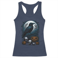 Halloween Gothic Raven Racerback Tank Top Full Moon Horror Art - Wonder Print Shop