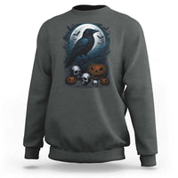 Halloween Gothic Raven Sweatshirt Full Moon Horror Art - Wonder Print Shop