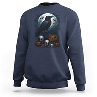 Halloween Gothic Raven Sweatshirt Full Moon Horror Art - Wonder Print Shop