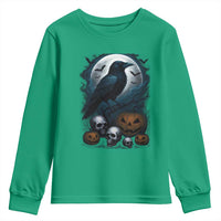 Halloween Gothic Raven Youth Sweatshirt Full Moon Horror Art - Wonder Print Shop