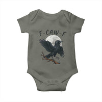 Funny Raven Bird Full Moon Art F Caw F Joke Baby Onesie - Wonder Print Shop