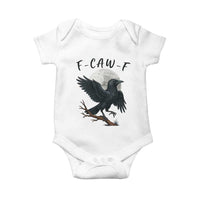 Funny Raven Bird Full Moon Art F Caw F Joke Baby Onesie - Wonder Print Shop