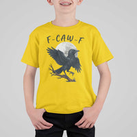 Funny Raven Bird Full Moon Art F Caw F Joke T Shirt For Kid - Wonder Print Shop