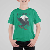 Funny Raven Bird Full Moon Art F Caw F Joke T Shirt For Kid - Wonder Print Shop