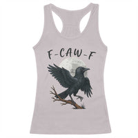 Funny Raven Bird Full Moon Art F Caw F Joke Racerback Tank Top - Wonder Print Shop