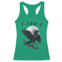 Funny Raven Bird Full Moon Art F Caw F Joke Racerback Tank Top - Wonder Print Shop