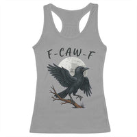 Funny Raven Bird Full Moon Art F Caw F Joke Racerback Tank Top - Wonder Print Shop
