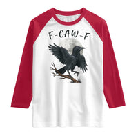Funny Raven Bird Full Moon Art F Caw F Joke Raglan Shirt - Wonder Print Shop