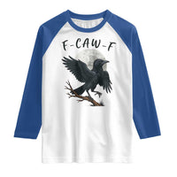 Funny Raven Bird Full Moon Art F Caw F Joke Raglan Shirt - Wonder Print Shop