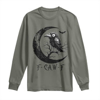 Funny Raven Bird Long Sleeve Shirt F Caw F Joke Moon Sarcastic Humor Art - Wonder Print Shop