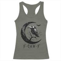 Funny Raven Bird Racerback Tank Top F Caw F Joke Moon Sarcastic Humor Art - Wonder Print Shop