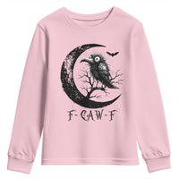 Funny Raven Bird Youth Sweatshirt F Caw F Joke Moon Sarcastic Humor Art - Wonder Print Shop
