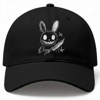 Funny Creepy Bunny With Knife Baseball Cap Cute Horror Aesthetic