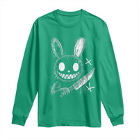 Funny Creepy Bunny With Knife Long Sleeve Shirt Cute Horror Aesthetic - Wonder Print Shop