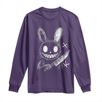 Funny Creepy Bunny With Knife Long Sleeve Shirt Cute Horror Aesthetic - Wonder Print Shop