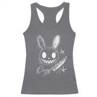 Funny Creepy Bunny With Knife Racerback Tank Top Cute Horror Aesthetic - Wonder Print Shop