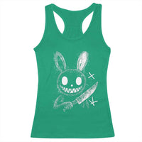 Funny Creepy Bunny With Knife Racerback Tank Top Cute Horror Aesthetic - Wonder Print Shop