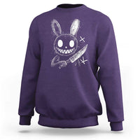 Funny Creepy Bunny With Knife Sweatshirt Cute Horror Aesthetic - Wonder Print Shop