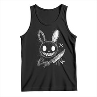 Funny Creepy Bunny With Knife Tank Top Cute Horror Aesthetic - Wonder Print Shop