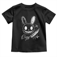 Funny Creepy Bunny With Knife Toddler T Shirt Cute Horror Aesthetic - Wonder Print Shop