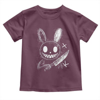 Funny Creepy Bunny With Knife Toddler T Shirt Cute Horror Aesthetic - Wonder Print Shop