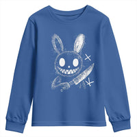 Funny Creepy Bunny With Knife Youth Sweatshirt Cute Horror Aesthetic - Wonder Print Shop