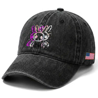 Horror Cute Bunny Rabbit Washed Cotton Baseball Cap Horror Aesthetic