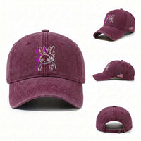 Horror Cute Bunny Rabbit Washed Cotton Baseball Cap Horror Aesthetic