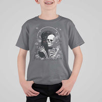 Funny Full Moon Horror Art T Shirt For Kid Skeleton Hug Maine Coon Cat - Wonder Print Shop