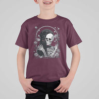 Funny Full Moon Horror Art T Shirt For Kid Skeleton Hug Maine Coon Cat - Wonder Print Shop