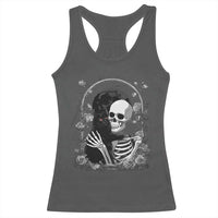 Funny Full Moon Horror Art Racerback Tank Top Skeleton Hug Maine Coon Cat - Wonder Print Shop
