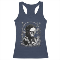 Funny Full Moon Horror Art Racerback Tank Top Skeleton Hug Maine Coon Cat - Wonder Print Shop