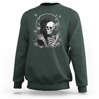 Funny Full Moon Horror Art Sweatshirt Skeleton Hug Maine Coon Cat - Wonder Print Shop
