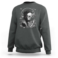 Funny Full Moon Horror Art Sweatshirt Skeleton Hug Maine Coon Cat - Wonder Print Shop