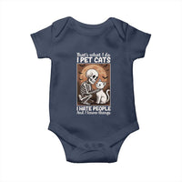 Funny Skeleton Cat Baby Onesie Thats What I Do I Pet Cats I Hate People And I Know Things - Wonder Print Shop