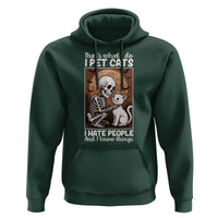 Funny Skeleton Cat Hoodie Thats What I Do I Pet Cats I Hate People And I Know Things - Wonder Print Shop