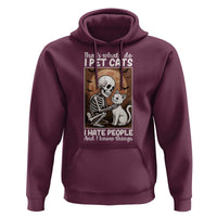 Funny Skeleton Cat Hoodie Thats What I Do I Pet Cats I Hate People And I Know Things - Wonder Print Shop
