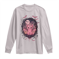 Cute Pastel Goth Bat Cat Long Sleeve Shirt Funny Gothic Halloween Art - Wonder Print Shop