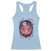 Cute Pastel Goth Bat Cat Racerback Tank Top Funny Gothic Halloween Art - Wonder Print Shop