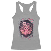 Cute Pastel Goth Bat Cat Racerback Tank Top Funny Gothic Halloween Art - Wonder Print Shop