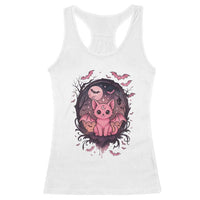 Cute Pastel Goth Bat Cat Racerback Tank Top Funny Gothic Halloween Art - Wonder Print Shop