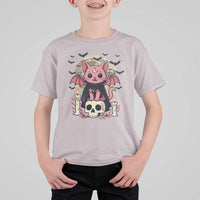 Cute Pastel Goth Vampire Cat T Shirt For Kid Funny Gothic Halloween Art - Wonder Print Shop