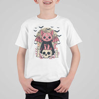 Cute Pastel Goth Vampire Cat T Shirt For Kid Funny Gothic Halloween Art - Wonder Print Shop